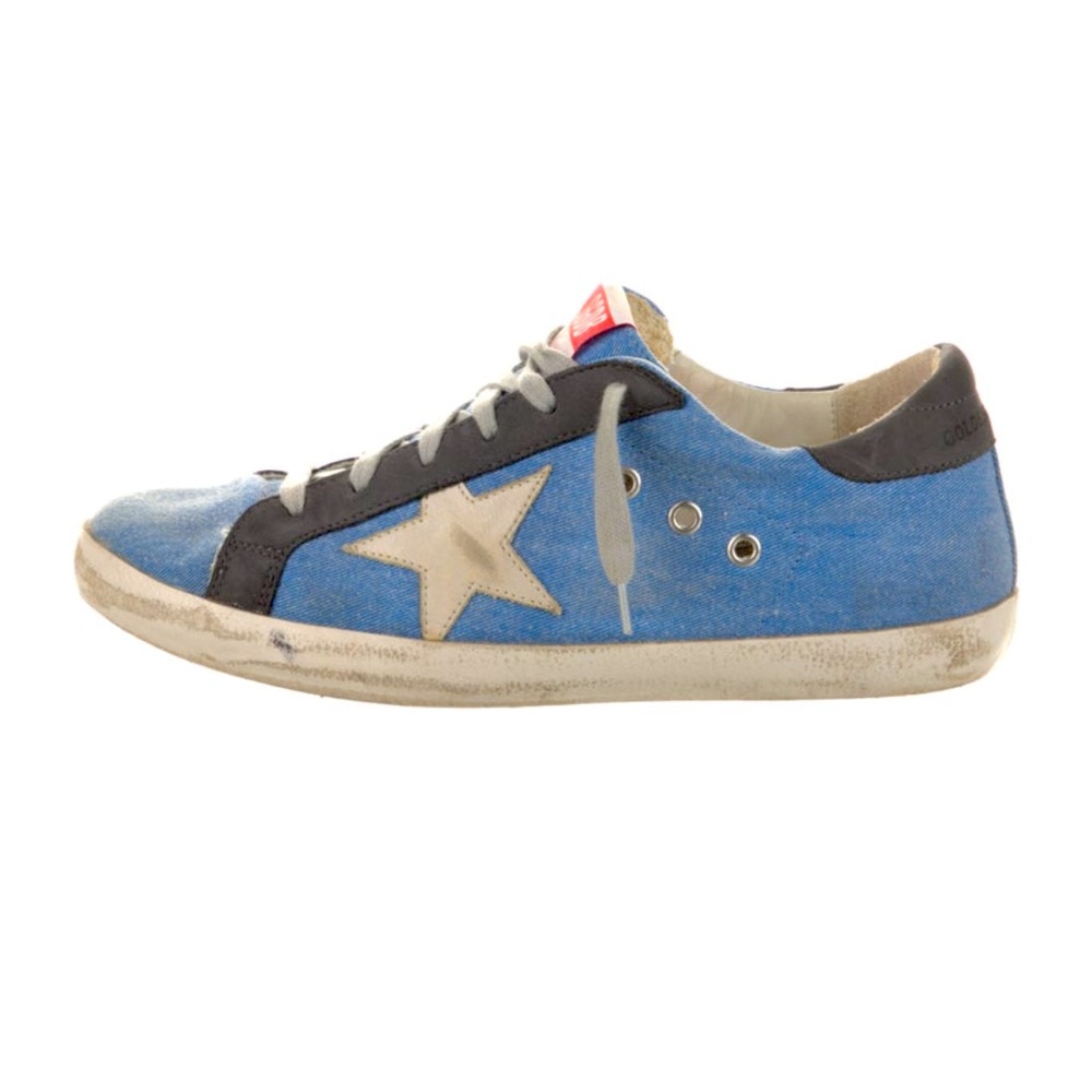 Golden Goose Star Printed Denim Blue Sneakers